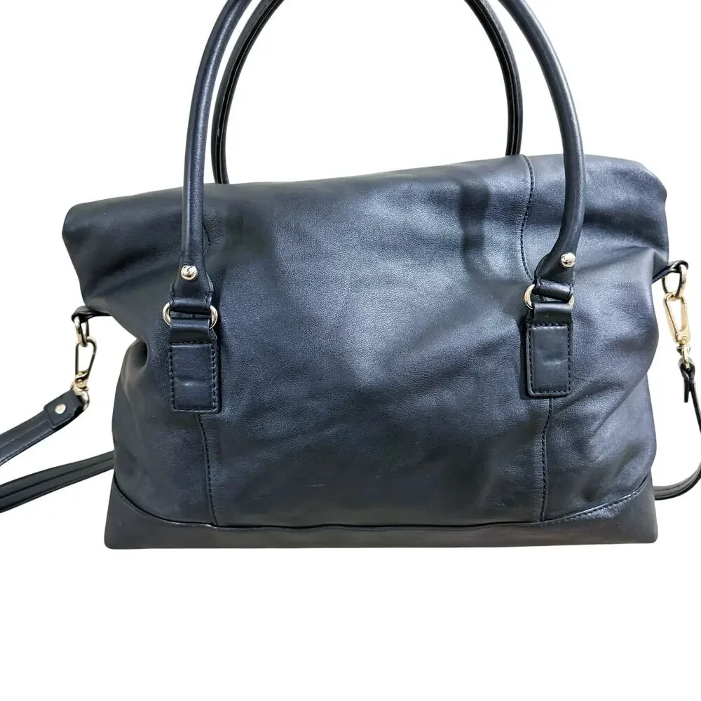 Kate Spade Black	Leather XL Satchel EUC Flap Closure Removable Crossbody Strap - Picture 5 of 7